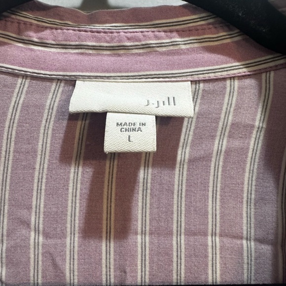 J Jill Lavender Stripe button down shirt large long sleeve armpit to armpit 22” - Picture 2 of 13